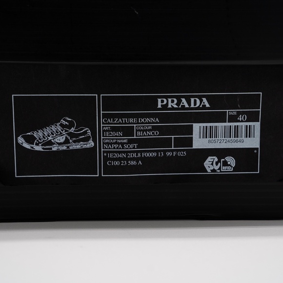 size 40eu 10 US Prada Triangle Logo Padded Sneakers White Leather Triangle - Picture 15 of 15